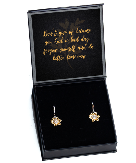 Messages of Strength and Style - Inspirational Earrings Set,  Sunflower Earrings. Model 60093