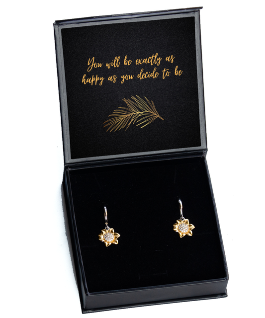 Elegant Earrings, Empowering Women - Inspirational Messages,  Sunflower Earrings. Model 60093