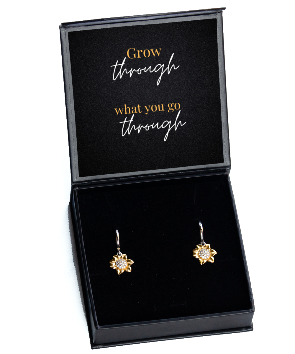 Inspirational Earrings that Sparkle with Confidence - Be Bold,  Sunflower Earrings. Model 60093