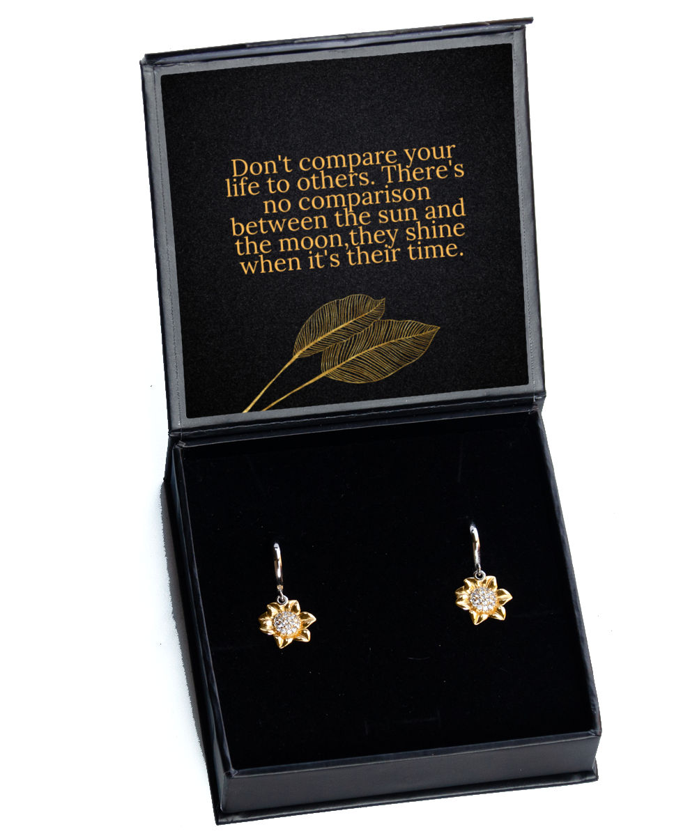 Dress Your Ears with Empowerment - Inspirational Bling,  Sunflower Earrings. Model 60093
