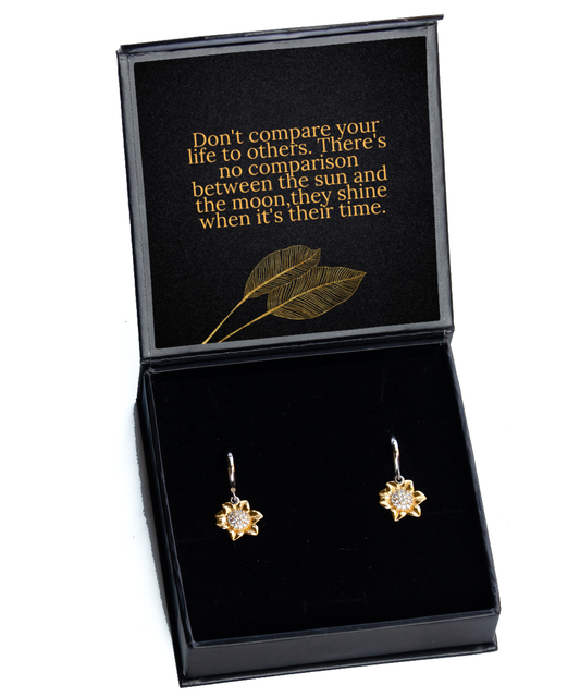 Dress Your Ears with Empowerment - Inspirational Bling,  Sunflower Earrings. Model 60093