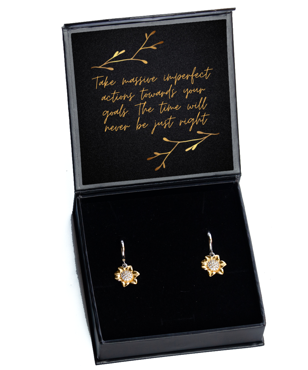 Motivate Your Glamour - Inspirational Earrings for Women,  Sunflower Earrings. Model 60093