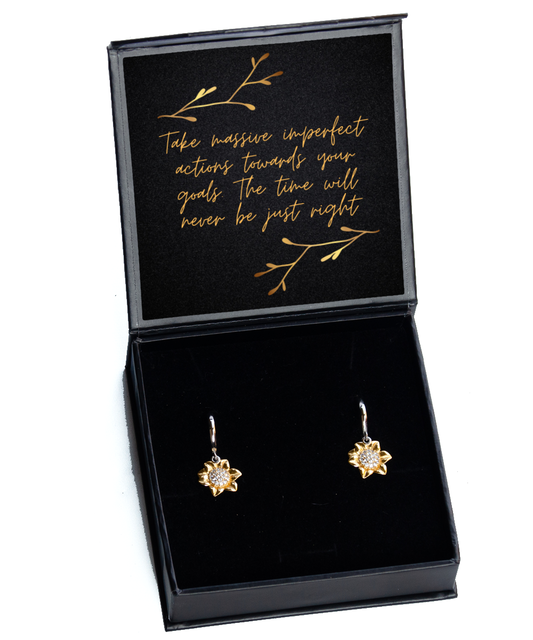 Motivate Your Glamour - Inspirational Earrings for Women,  Sunflower Earrings. Model 60093