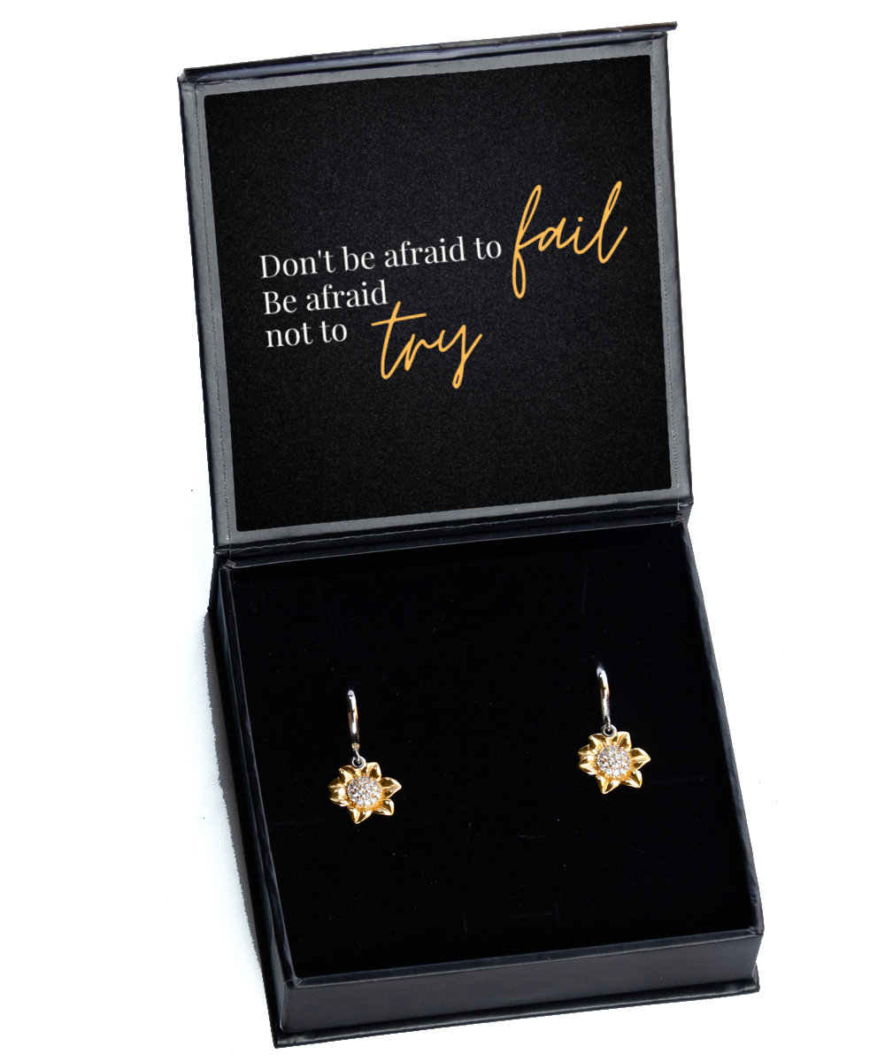 Motivation in Every Dangle - Inspirational Earrings Set,  Sunflower Earrings. Model 60093