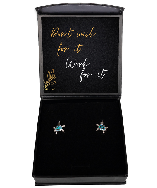 Inspire and Shine: Earrings with Uplifting Messages,  Opal Turtle Earrings. Model 60093