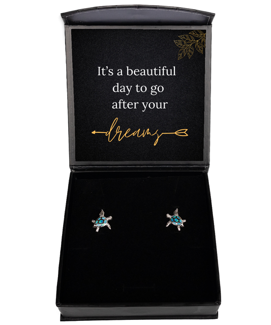 Adorn Your Ears with Positivity - Inspirational Earrings Collection,  Opal Turtle Earrings. Model 60093