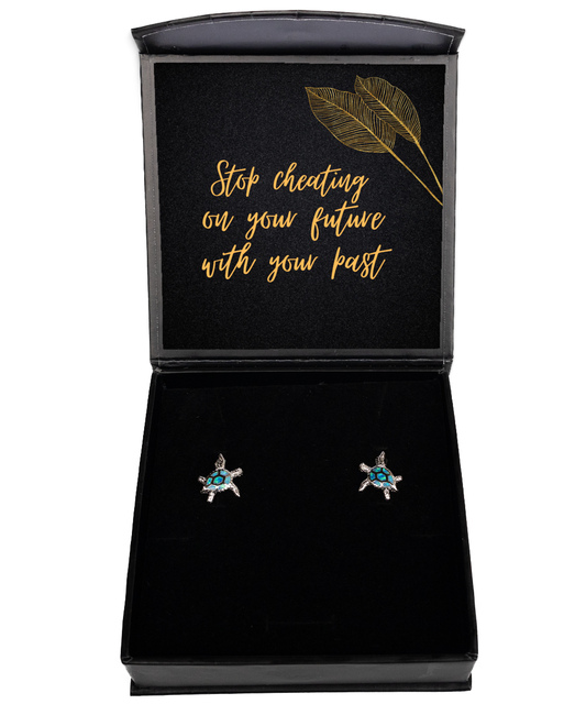 Earrings that Sparkle with Motivation - Inspirational Messages Included,  Opal Turtle Earrings. Model 60093