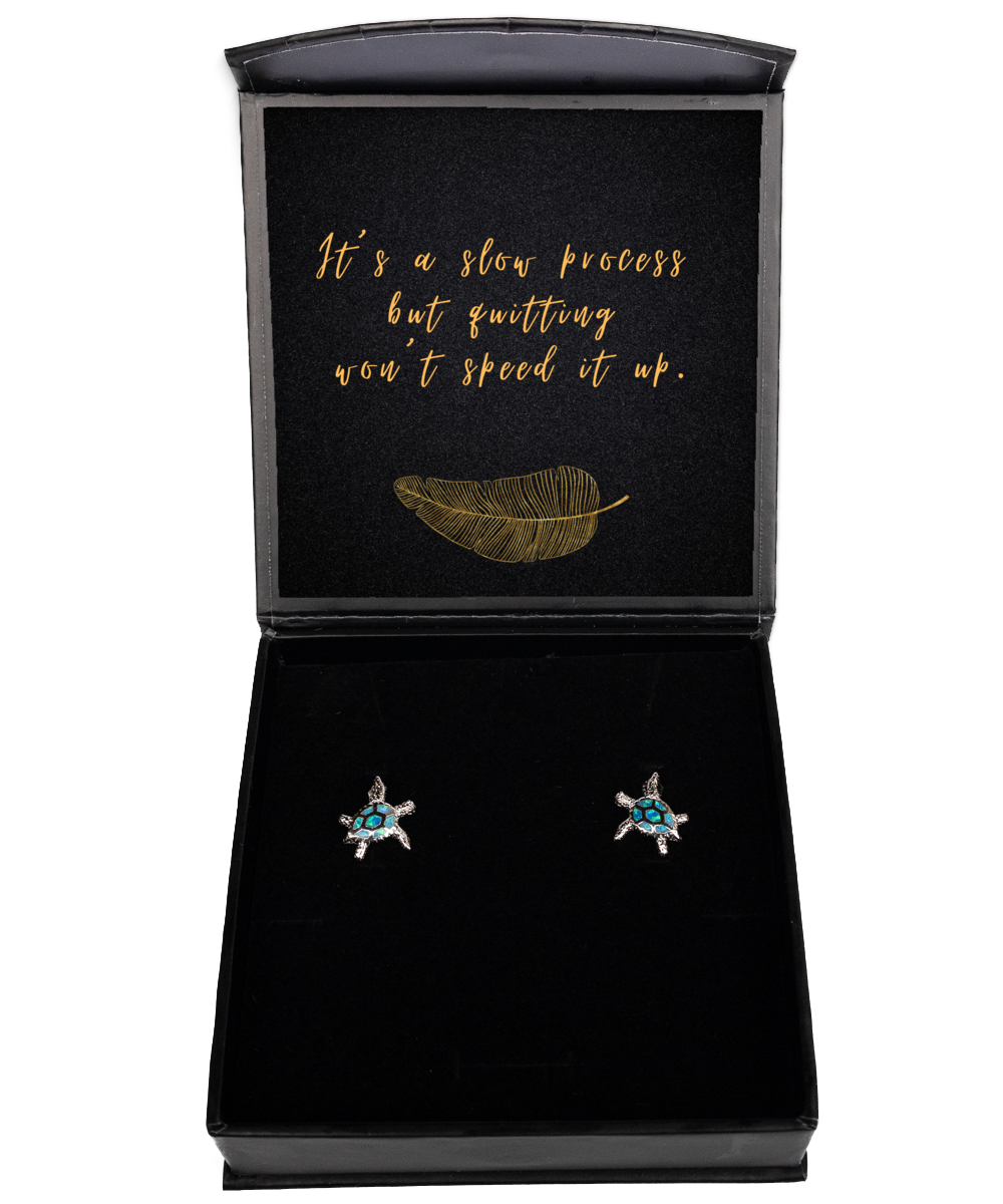 Inspirational Bliss Earrings - Your Path to Empowerment,  Opal Turtle Earrings. Model 60093