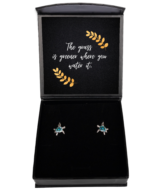 Elegant Earrings, Empowering Messages - Your Daily Motivation,  Opal Turtle Earrings. Model 60093