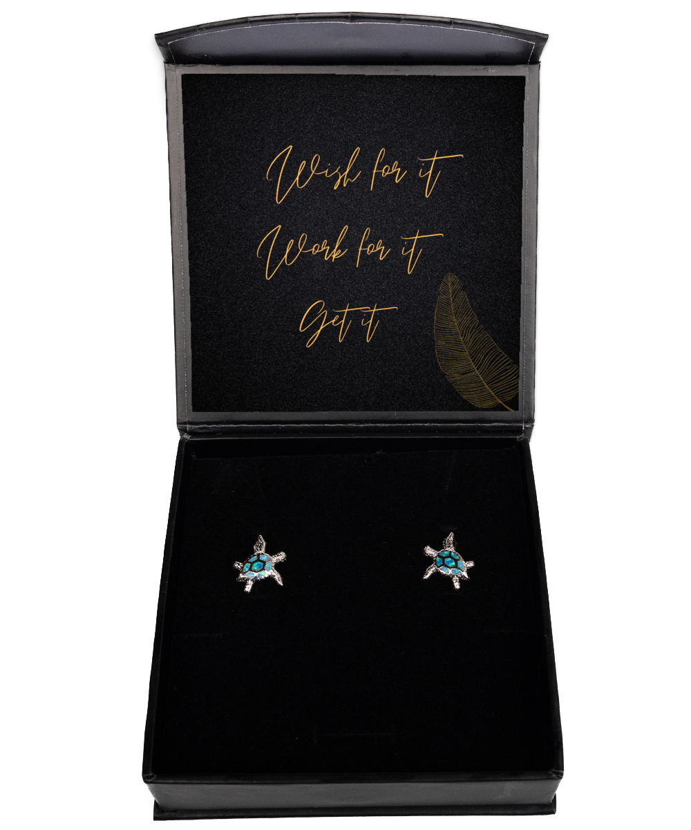 Elevate Your Shine - Inspirational Earrings for Confident You,  Opal Turtle Earrings. Model 60093
