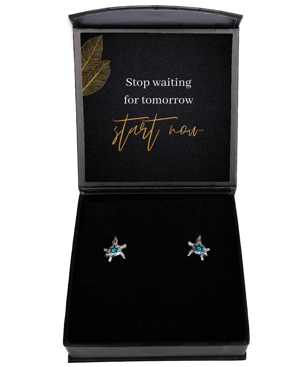 Daily Inspiration on Your Ears - Stunning Earrings Included,  Opal Turtle Earrings. Model 60093