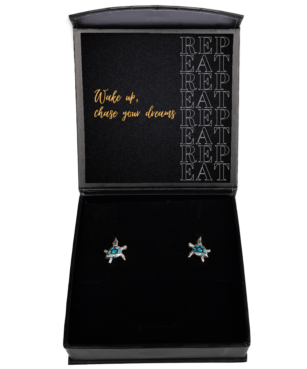 Wear Your Motivation - Inspirational Earrings for Every Occasion,  Opal Turtle Earrings. Model 60093
