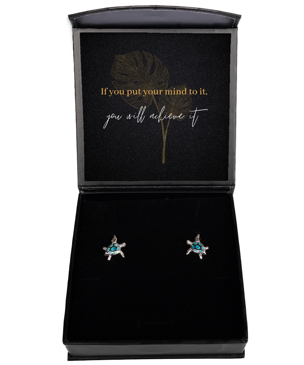Unlock Your Potential with Inspirational Earrings - Be Inspired,  Opal Turtle Earrings. Model 60093