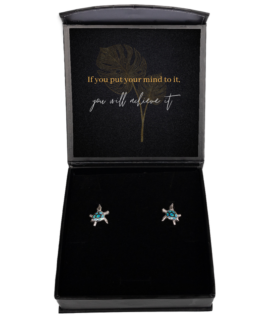 Unlock Your Potential with Inspirational Earrings - Be Inspired,  Opal Turtle Earrings. Model 60093