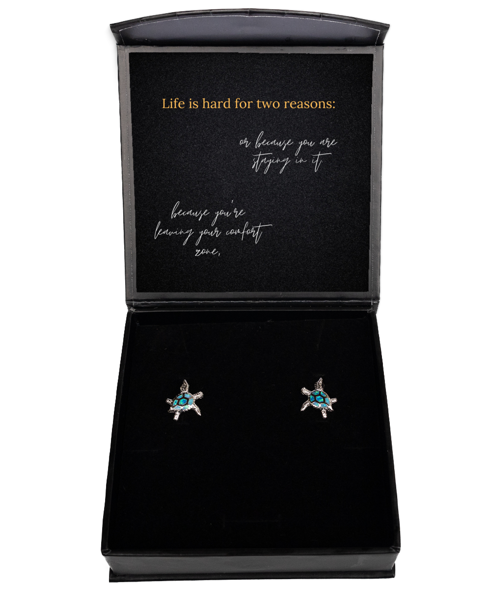 Messages of Hope on Your Ears - Inspirational Earrings Collection,  Opal Turtle Earrings. Model 60093