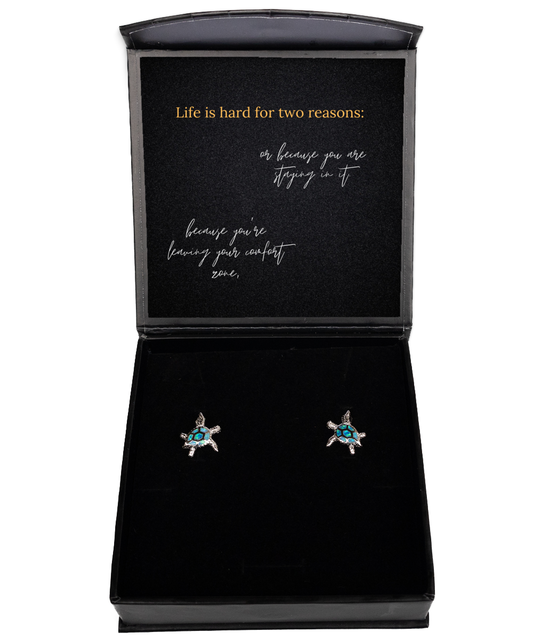 Messages of Hope on Your Ears - Inspirational Earrings Collection,  Opal Turtle Earrings. Model 60093