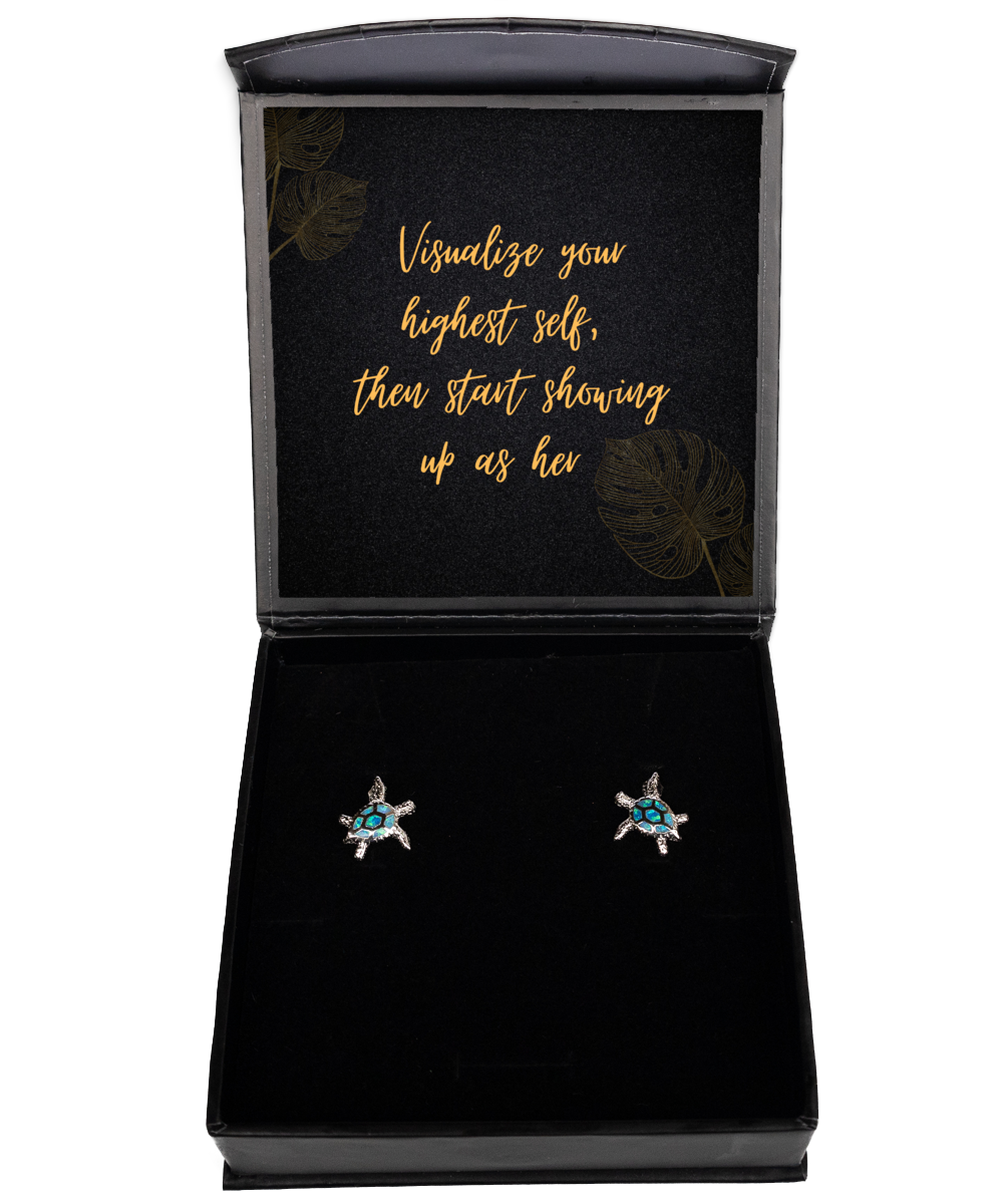 Positive Vibes, Elegant Ears - Inspirational Earrings Collection,  Opal Turtle Earrings. Model 60093