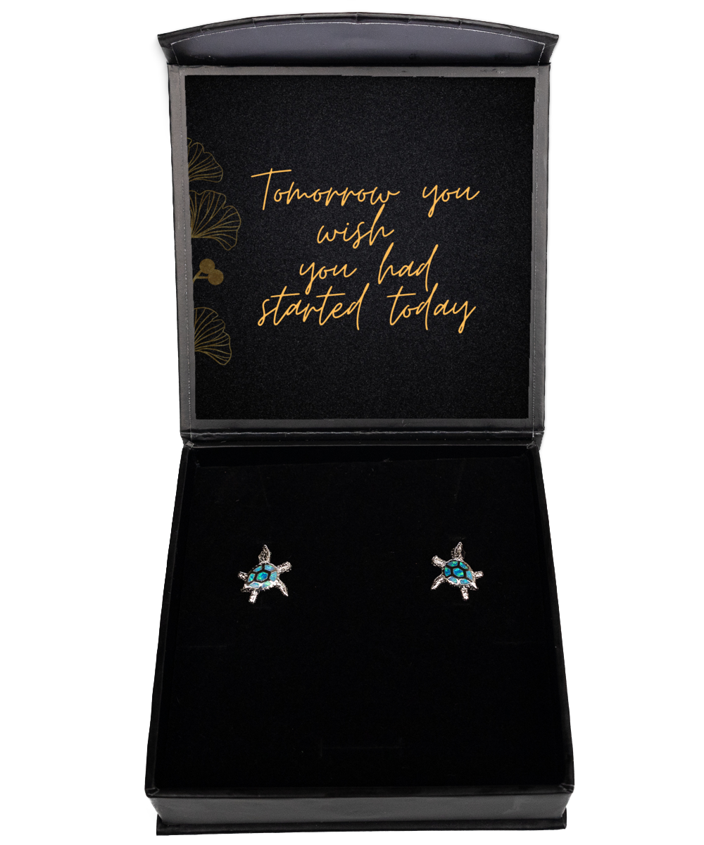 Earrings that Inspire - A Unique Blend of Style and Encouragement,  Opal Turtle Earrings. Model 60093