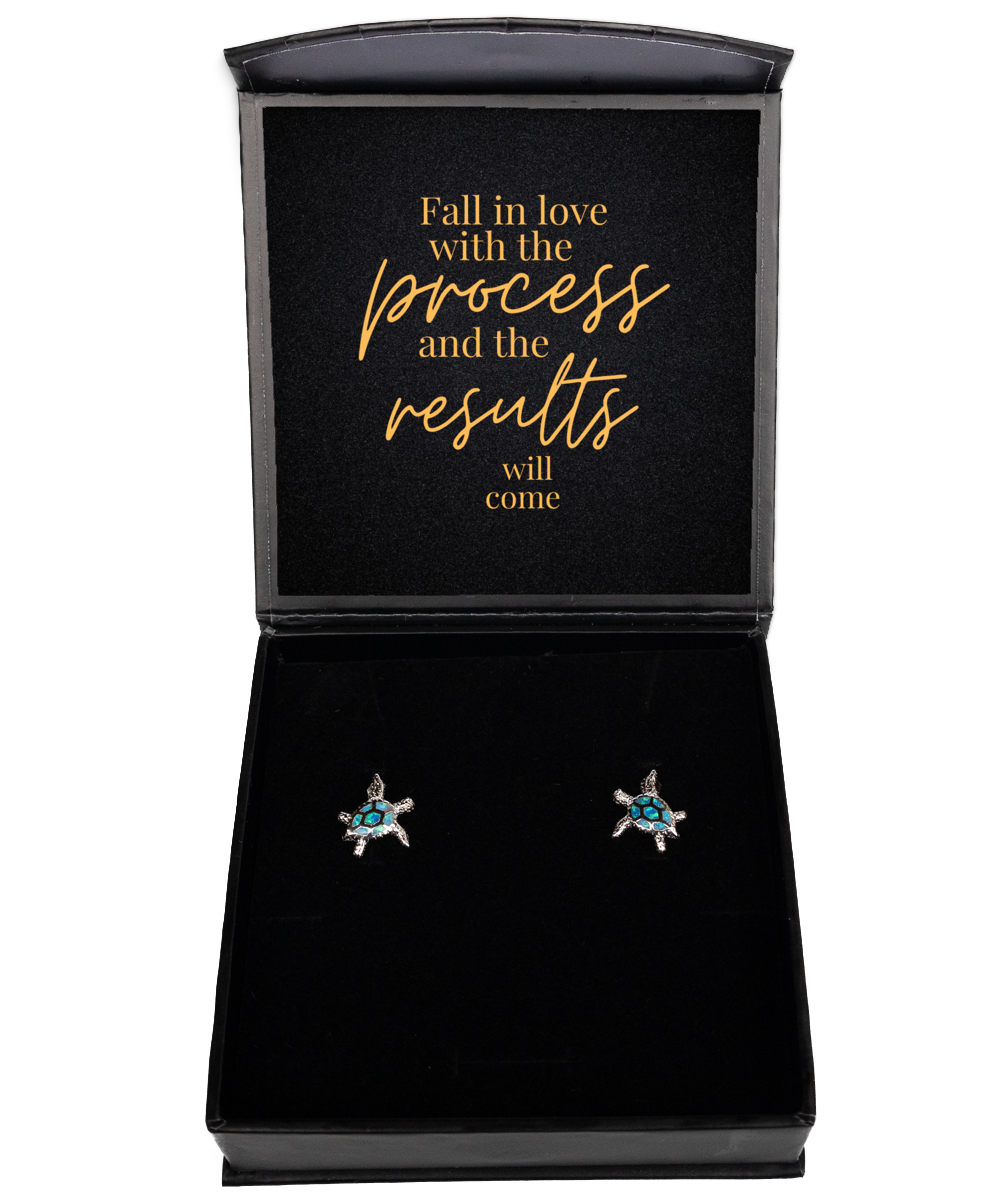 Daily Reminders on Your Ears - Inspirational Earrings for You,  Opal Turtle Earrings. Model 60093