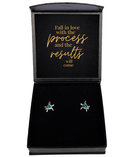 Daily Reminders on Your Ears - Inspirational Earrings for You,  Opal Turtle Earrings. Model 60093