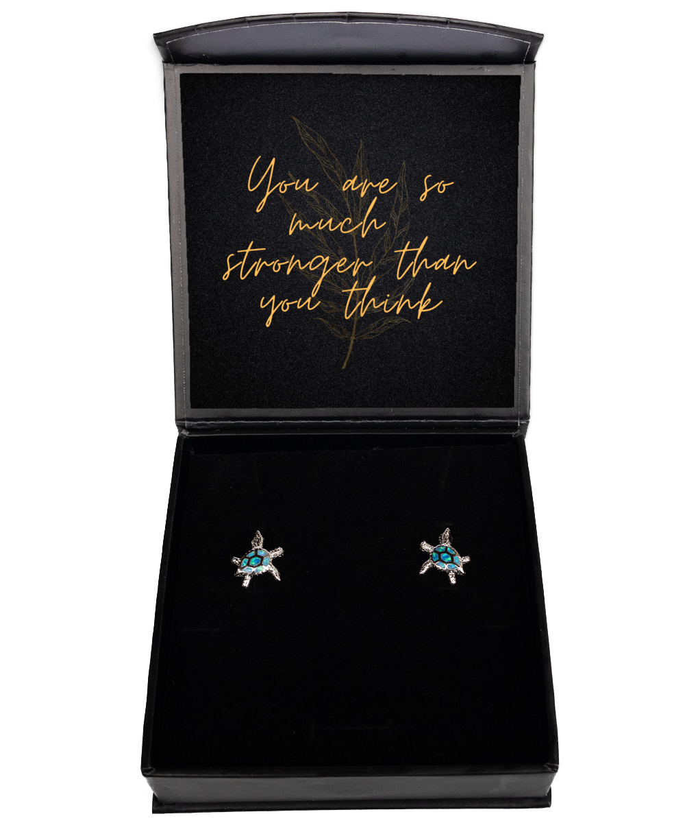 Glamour with a Purpose - Inspirational Earrings for Women,  Opal Turtle Earrings. Model 60093