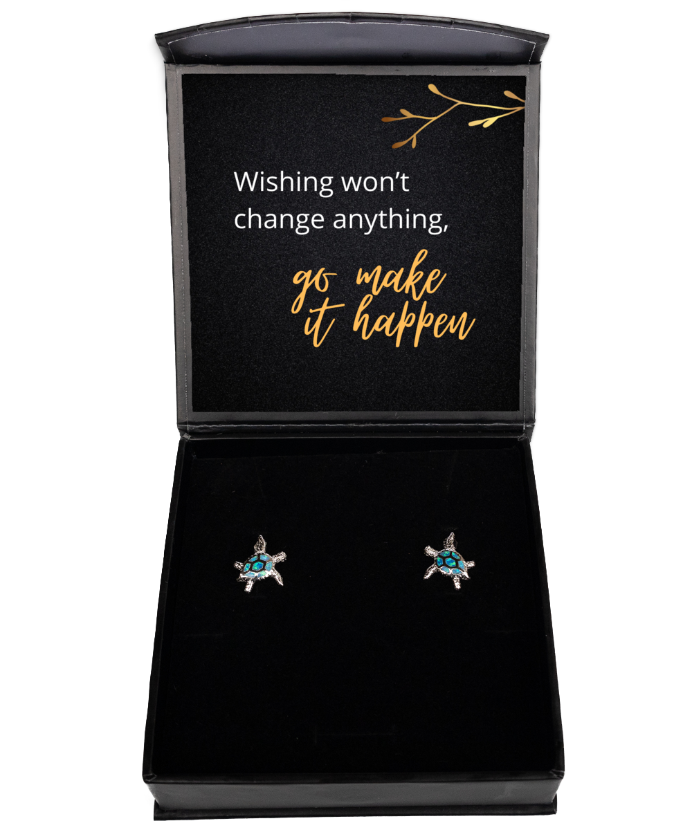 Stylish Earrings, Uplifting Messages - Your Daily Motivation,  Opal Turtle Earrings. Model 60093