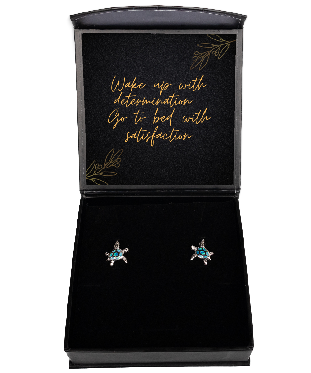 Elegant Earrings, Empowering Words - Inspirational Jewelry,  Opal Turtle Earrings. Model 60093