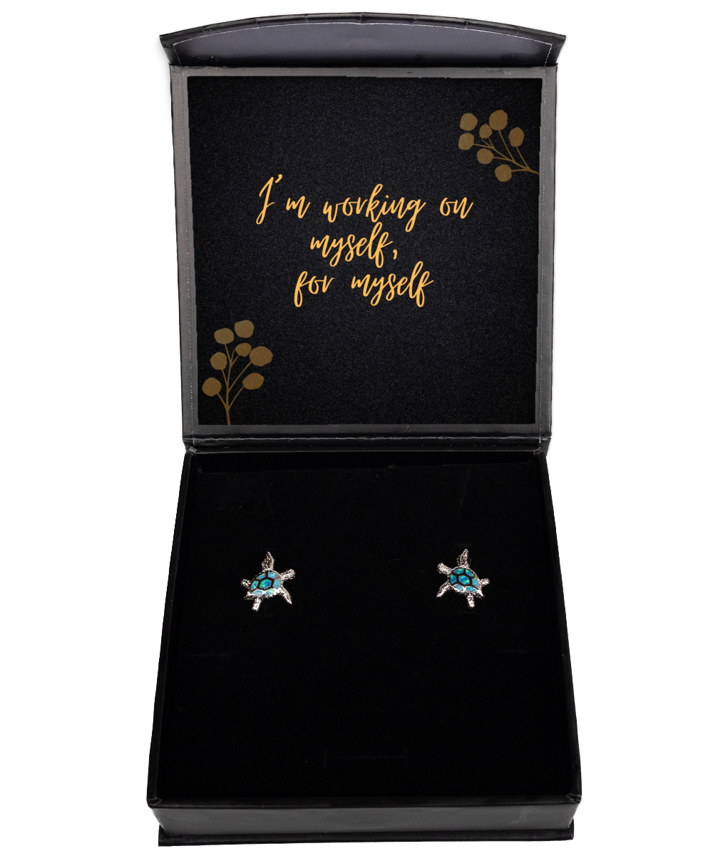 Inspirational Earrings for Empowered Women - Daily Affirmations,  Opal Turtle Earrings. Model 60093