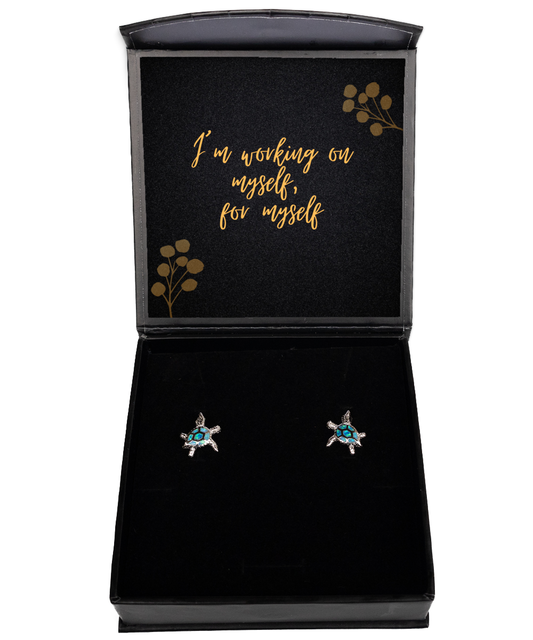 Inspirational Earrings for Empowered Women - Daily Affirmations,  Opal Turtle Earrings. Model 60093