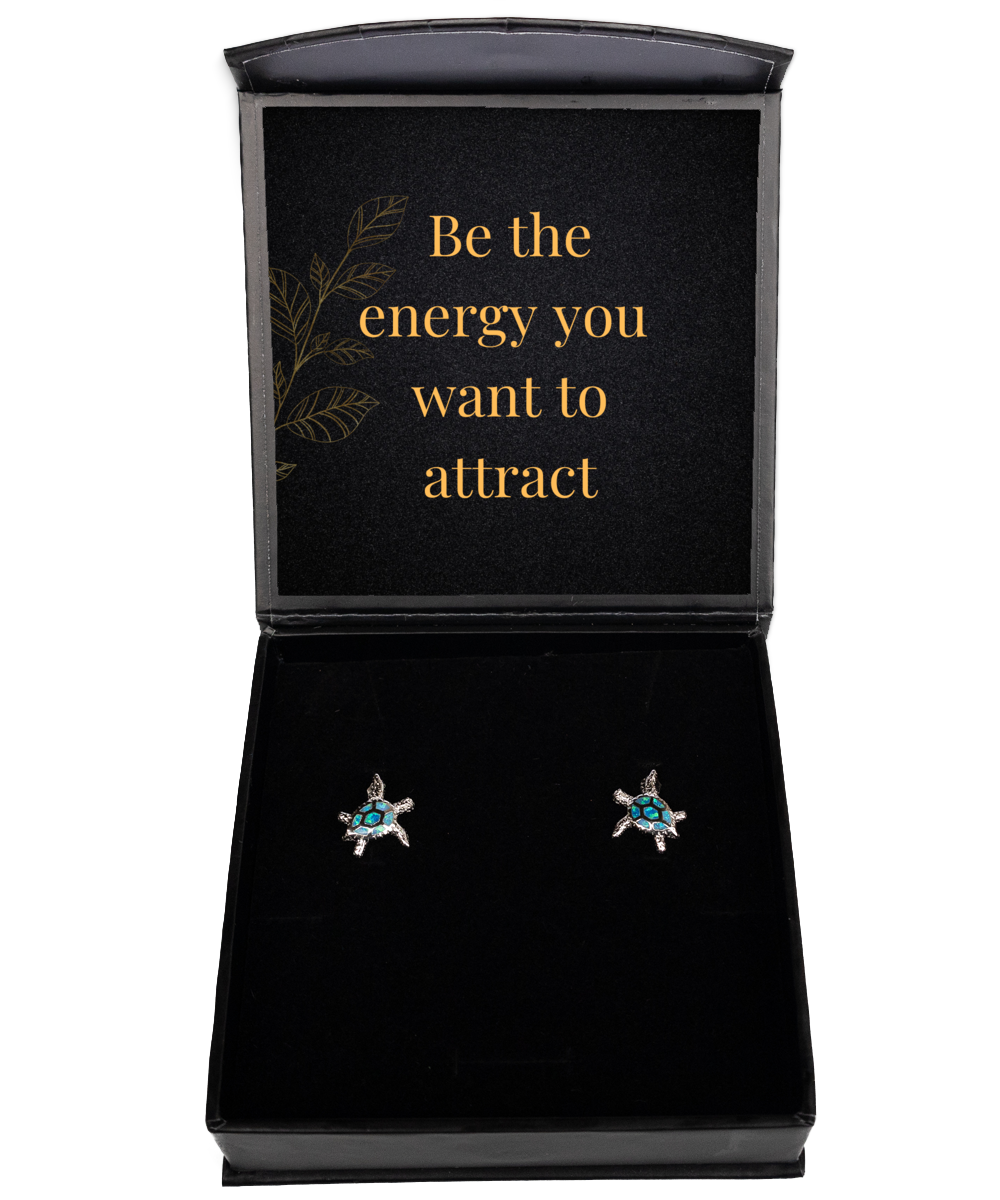 Radiate Confidence with Inspirational Earrings - Shine Bright,  Opal Turtle Earrings. Model 60093