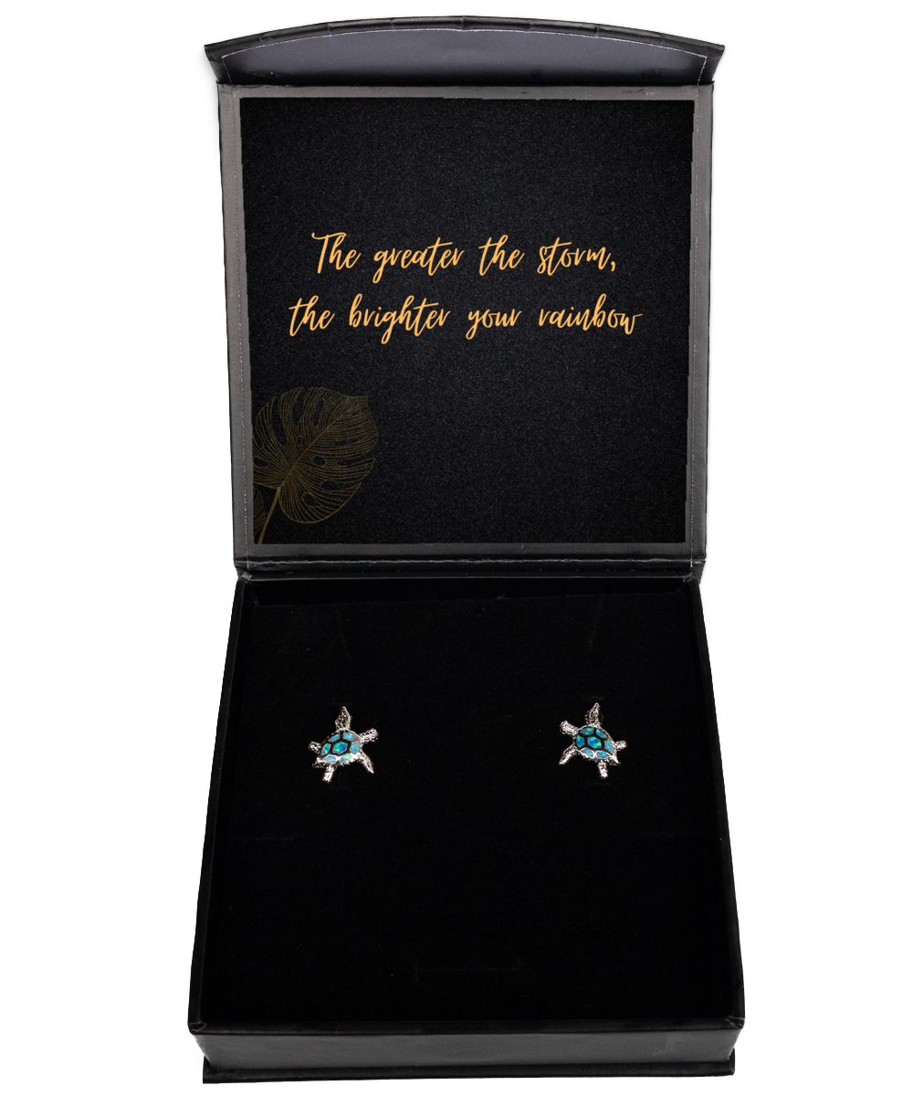 Earrings that Speak to Your Soul - Inspirational Messages,  Opal Turtle Earrings. Model 60093