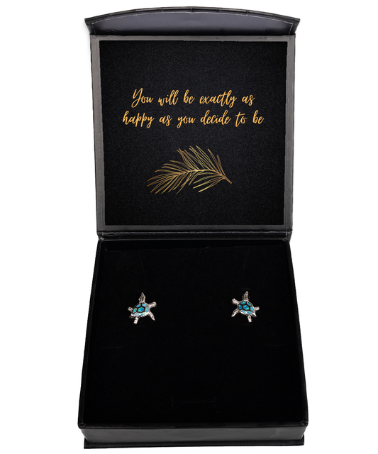 Elegant Earrings, Empowering Women - Inspirational Messages,  Opal Turtle Earrings. Model 60093