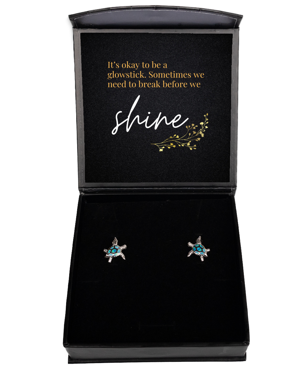 Elegance Meets Empowerment - Inspirational Earrings Collection,  Opal Turtle Earrings. Model 60093