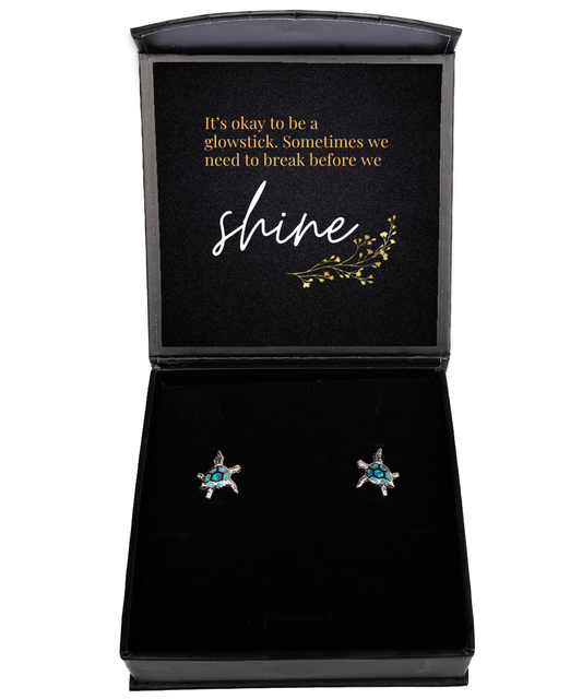 Elegance Meets Empowerment - Inspirational Earrings Collection,  Opal Turtle Earrings. Model 60093