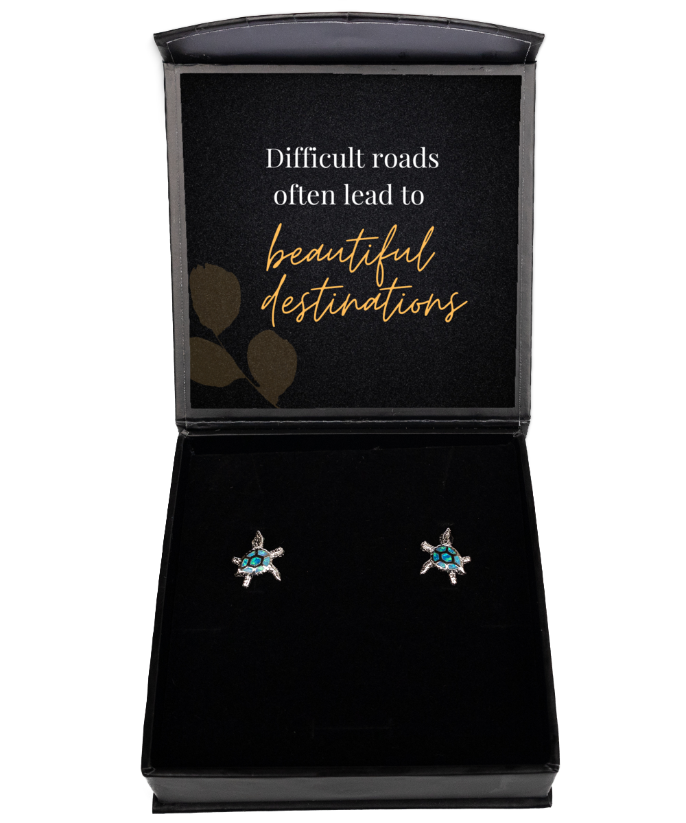 Earrings for a Positive You - Uplift Your Style and Spirit,  Opal Turtle Earrings. Model 60093