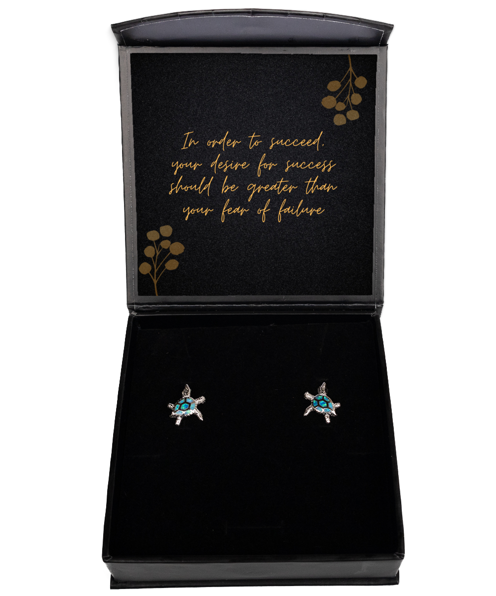 Daily Affirmations on Your Ears - Inspirational Earrings Set,  Opal Turtle Earrings. Model 60093