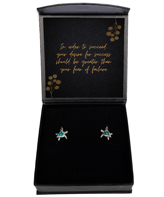 Daily Affirmations on Your Ears - Inspirational Earrings Set,  Opal Turtle Earrings. Model 60093