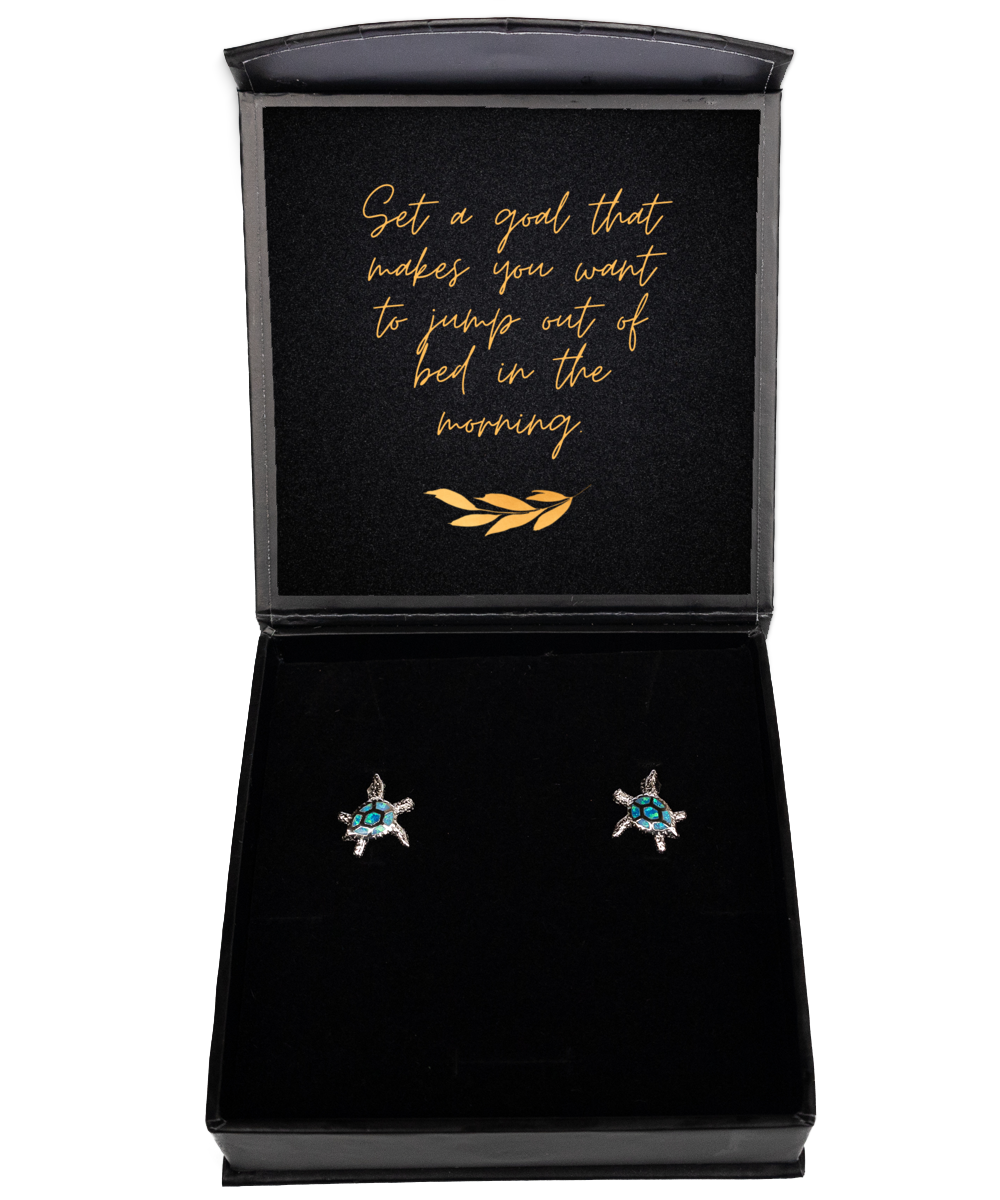 Earrings that Reflect Your Inner Strength - Inspirational Messages,  Opal Turtle Earrings. Model 60093