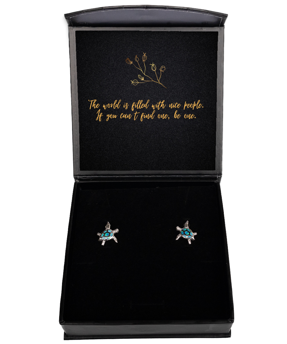 Unlock Your Potential with Elegance - Inspirational Earrings,  Opal Turtle Earrings. Model 60093