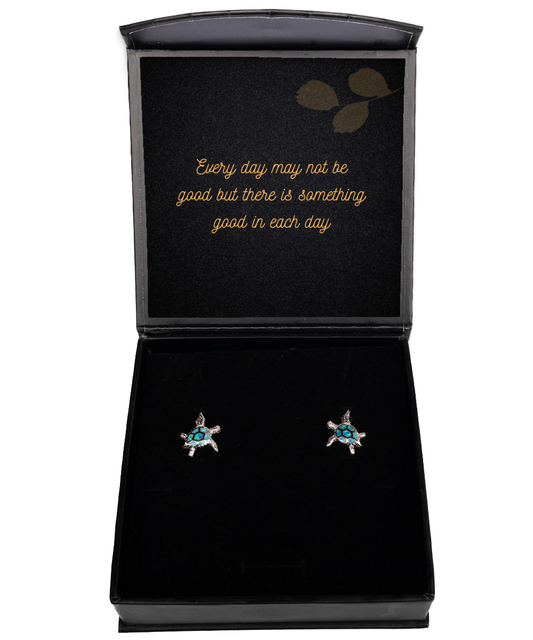 Positivity Paired with Elegance - Inspirational Earrings for Women,  Opal Turtle Earrings. Model 60093