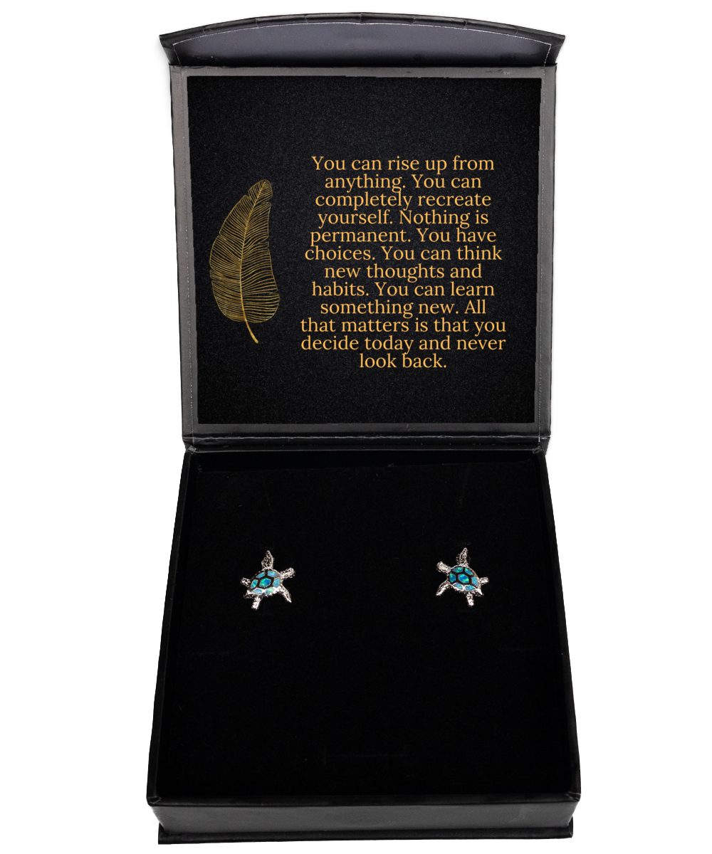 Motivate Your Style with Inspirational Earrings,  Opal Turtle Earrings. Model 60093