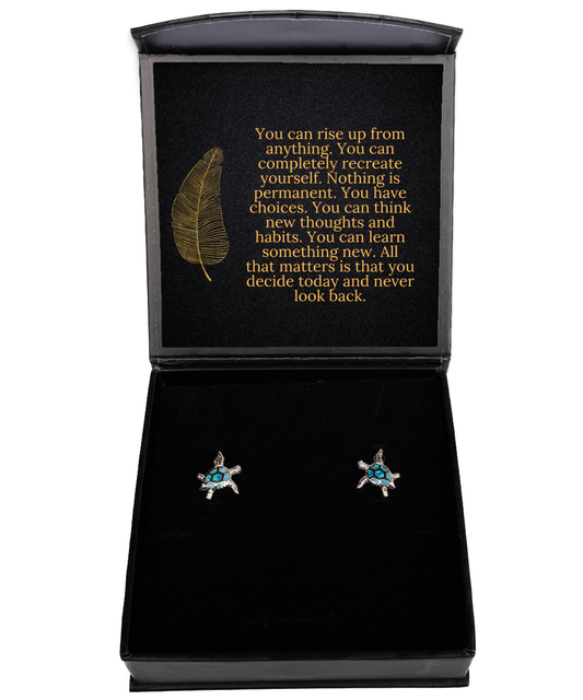 Motivate Your Style with Inspirational Earrings,  Opal Turtle Earrings. Model 60093