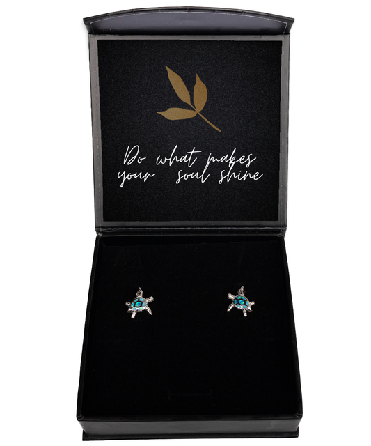 Elegant Echoes of Positivity - Inspirational Earrings,  Opal Turtle Earrings. Model 60093
