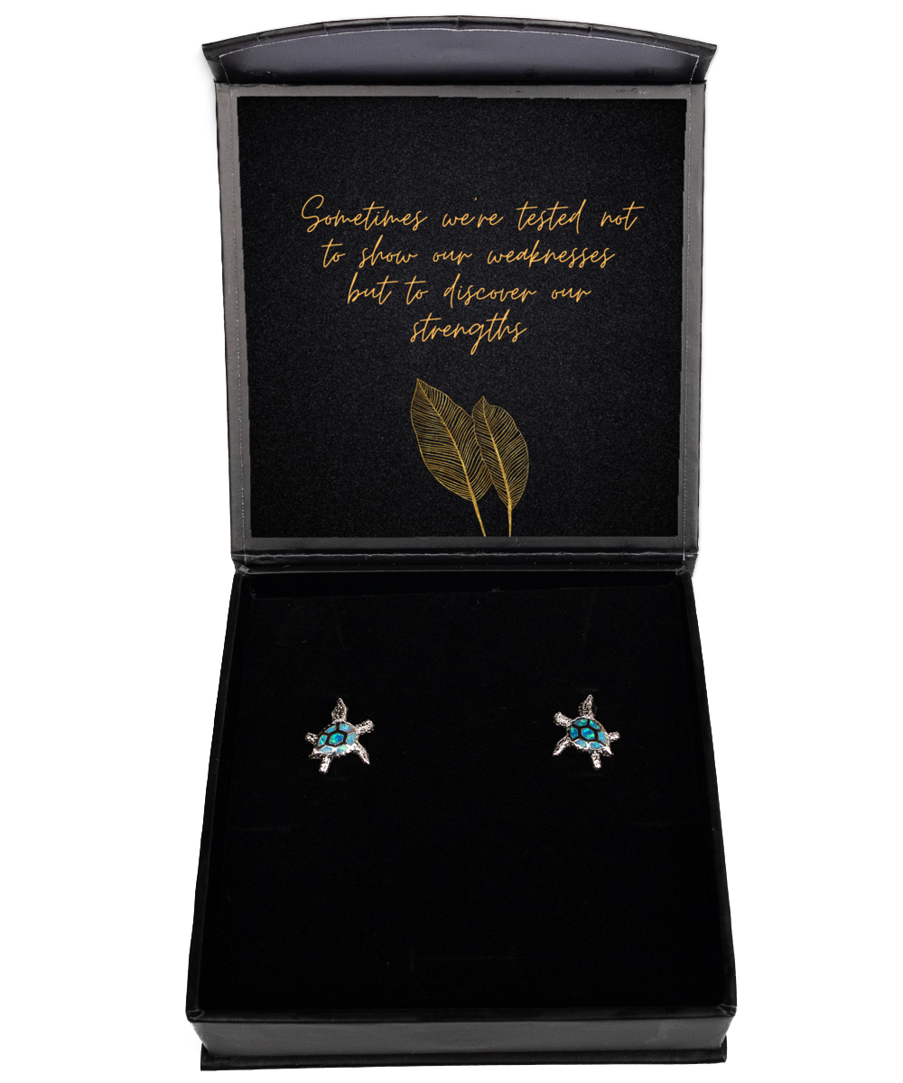 Dress Your Confidence - Inspirational Earrings for Women,  Opal Turtle Earrings. Model 60093