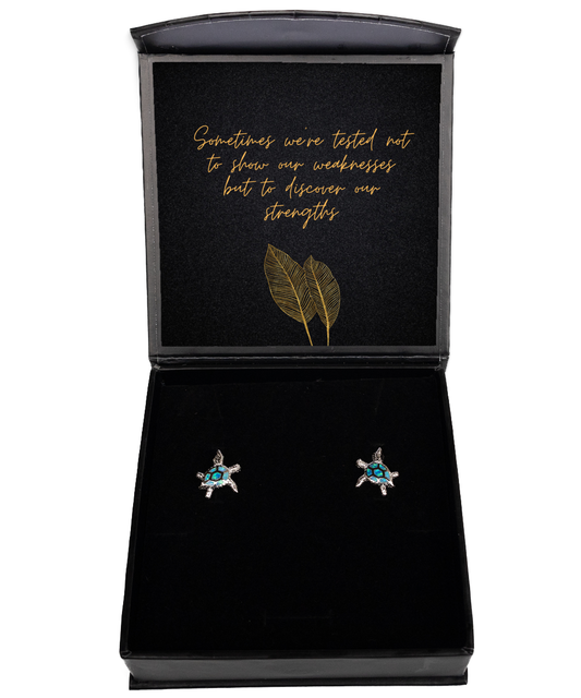 Dress Your Confidence - Inspirational Earrings for Women,  Opal Turtle Earrings. Model 60093