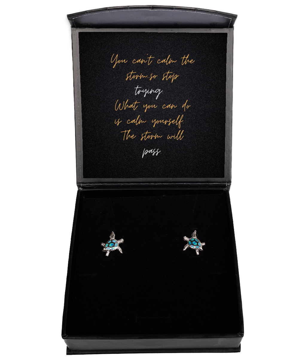 Inspirational Bling for a Confident You - Earrings Included,  Opal Turtle Earrings. Model 60093