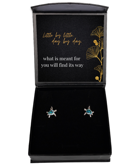 Chic Earrings, Empowering Words - Inspirational Adornments,  Opal Turtle Earrings. Model 60093