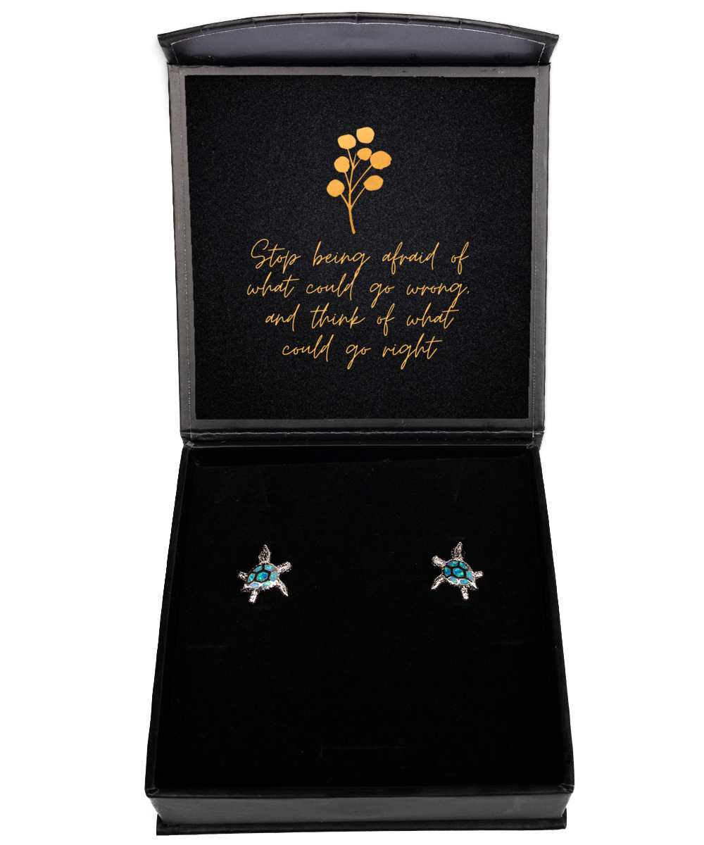 Glamour with a Purpose - Earrings that Inspire,  Opal Turtle Earrings. Model 60093