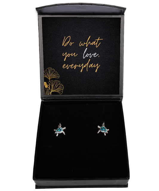 Your Daily Motivation - Wear It with Inspirational Earrings,  Opal Turtle Earrings. Model 60093