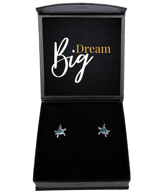 Dangle Confidence with Inspirational Earrings,  Opal Turtle Earrings. Model 60093